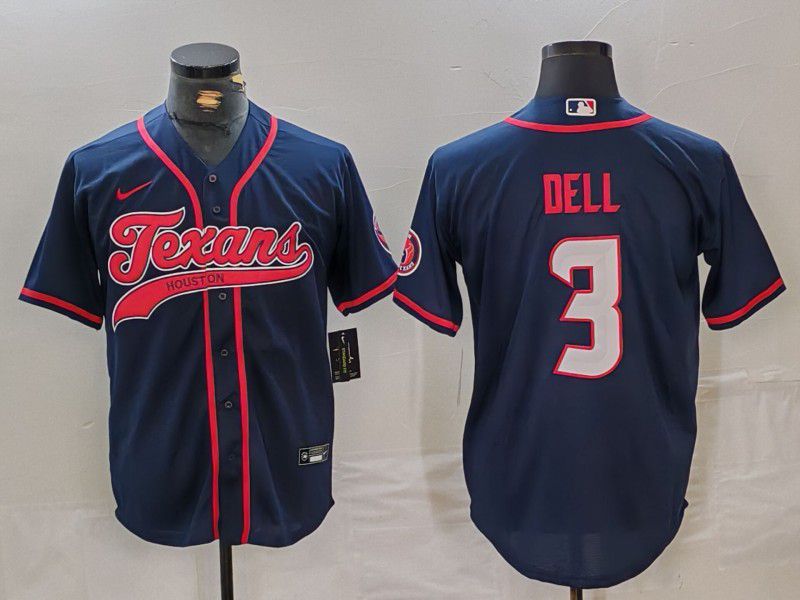 Men Houston Texans #3 Dell Blue Joint Name 2024 Nike Limited NFL Jersey style 3